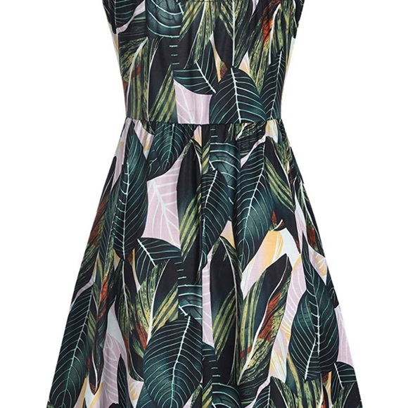 VOTEPRETTY Womens Summer Floral V Neck Tie Front Spaghetti Strap Dress -Pockets - Picture 4 of 5